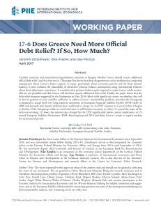 Working Paper 17-6: Does Greece Need More Official Debt Relief? If
