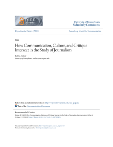 How Communication, Culture, and Critique Intersect in the Study of