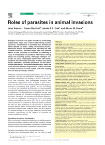 Roles of parasites in animal invasions