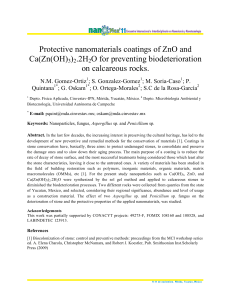 Protective nanomaterials coatings of ZnO and Ca(Zn(OH)3)2.2H2O