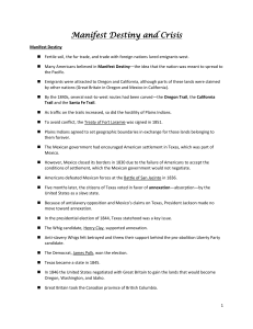 Manifest Destiny and Crisis