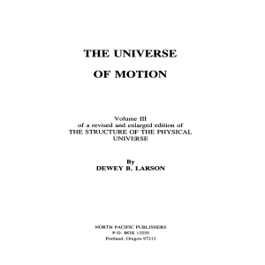 Universe of Motion - Reciprocal System of theory