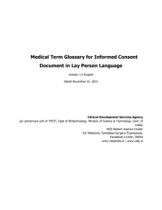 Medical Term Glossary for Informed Consent Document