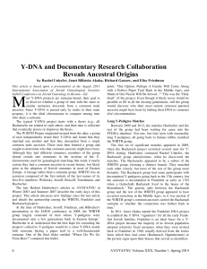 Y-DNA and Documentary Research Collaboration Reveals