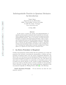 Indistinguishable Particles in Quantum Mechanics: An Introduction