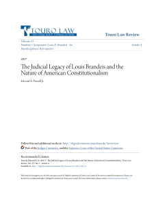 The Judicial Legacy of Louis Brandeis and the Nature of American