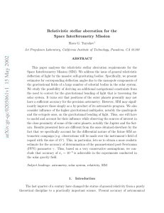 Relativistic stellar aberration for the Space Interferometry Mission