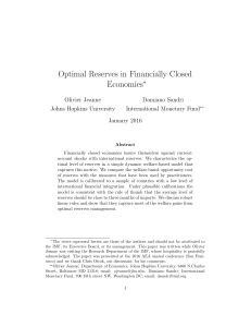 Optimal Reserves in Financially Closed Economies