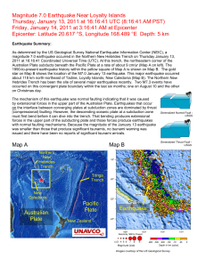 Magnitude 7.0 Earthquake Near Loyalty Islands Thursday