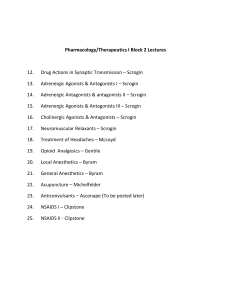 Pharmacology/Therapeutics I Block 2 Lectures 12. Drug Actions in