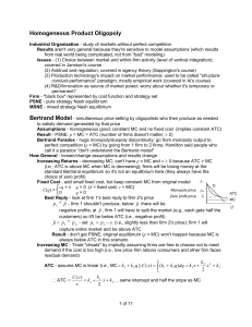 Homogeneous Product Oligopoly