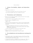 1 Axioms of probability, disjoint and independent events 2