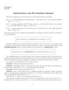 Antiderivative and The Indefinite Integral