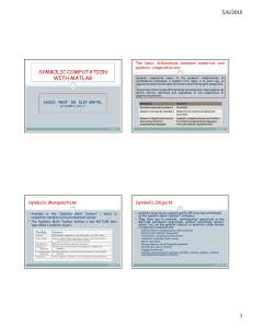 SYMBOLIC COMPUTATION WITH MATLAB