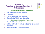 Chapter 11 Reactions in Aqueous Solutions II: Calculations