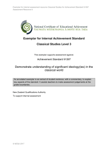 Exemplar for Internal Achievement Standard Classical Studies Level