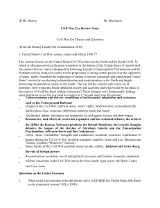 IB HL History Mr. Blackmon Civil War Era Review Notes Civil War