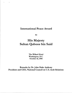 Remarks at the presentation of an International Peace Award to His