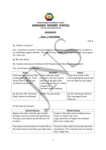 GEOGRAPHY Chap – 7 VOLCANOES STD. 8 Q1. What is a volcano