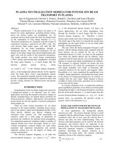 plasma neutralization models for intense ion beam