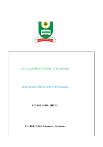 PHY101 - National Open University of Nigeria