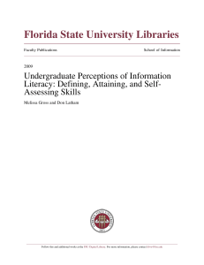 Undergraduate Perceptions of Information Literacy: Defining