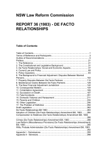 De Facto Relationships - NSW Law Reform Commission
