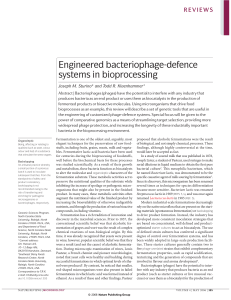 Engineered bacteriophage-defence systems in bioprocessing