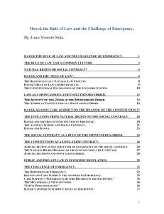 Hayek the Rule of Law and the Challenge of Emergency.