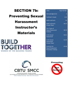 Preventing Sexual Harassment Instructor`s Materials