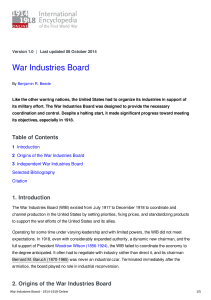War Industries Board - 1914-1918
