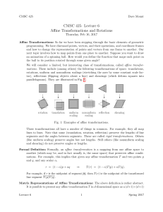 CMSC 425: Lecture 6 Affine Transformations and Rotations