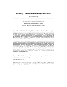 Monetary Conditions in the Kingdom of Serbia (1884-1914)