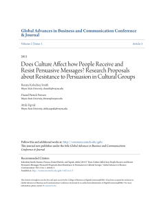 Does Culture Affect how People Receive and Resist Persuasive