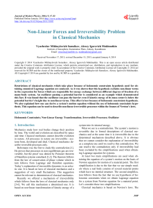Non-Linear Forces and Irreversibility Problem in Classical Mechanics