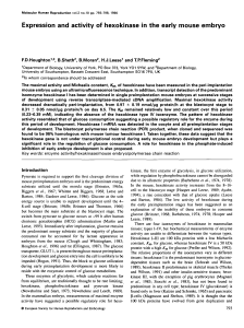 Expression and activity of hexokinase in the early mouse embryo