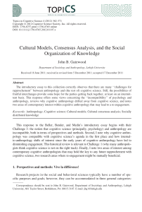 Cultural Models, Consensus Analysis, and the