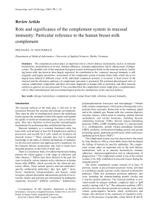 Role and significance of the complement system in mucosal