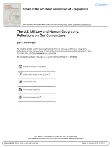 The U.S. Military and Human Geography: Reflections on Our