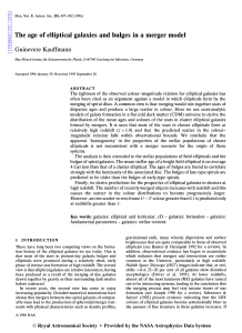 The age of elliptical galaxies and bulges in a merger model The age