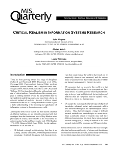 Critical Realism in Information Systems Research