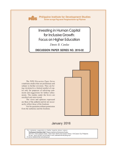 Investing in Human Capital for Inclusive Growth: Focus on - SERP-P