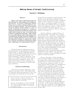 Making Sense of Animal Conditioning