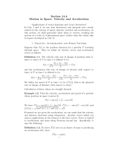 Section 14.4 Motion in Space: Velocity and Acceleration