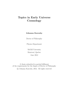 Topics in Early Universe Cosmology