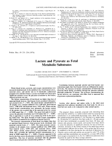 Lactate and Pyruvate as Fetal Metabolic Substrates