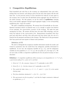 1 Competitive Equilibrium