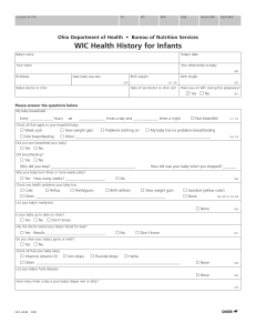 WIC Health History for Infants