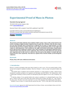 Experimental Proof of Mass in Photon