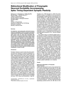 Bidirectional Modification of Presynaptic Neuronal Excitability